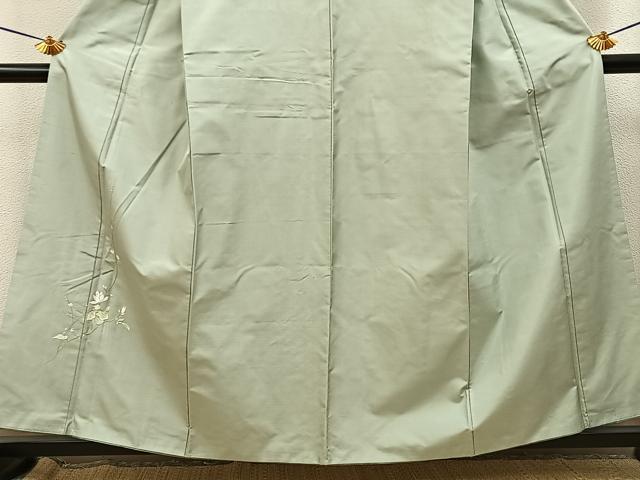 平和屋着物■訪問着 紬地 総刺繍 草花文 正絹 逸品 BAAY8445hj