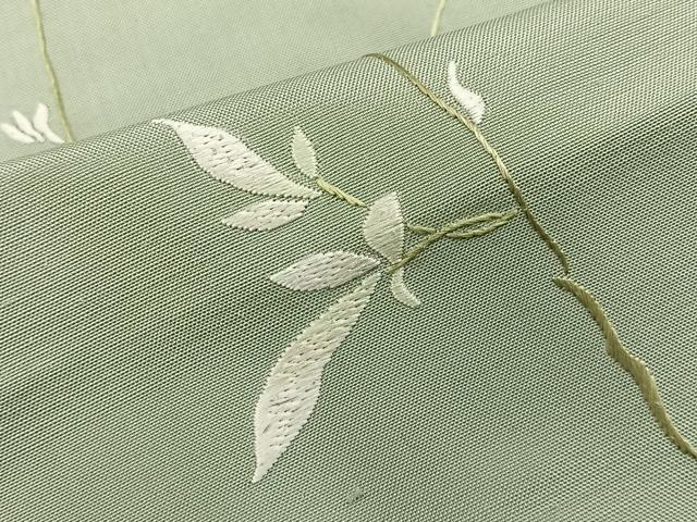 平和屋着物■訪問着 紬地 総刺繍 草花文 正絹 逸品 BAAY8445hj