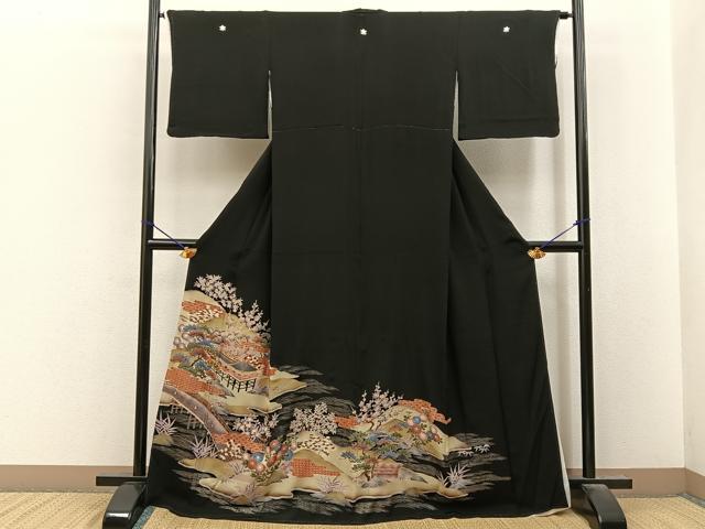 平和屋着物■豪華黒留袖 駒刺繍 茶屋辻 金彩 正絹 逸品 BAAY8446hj