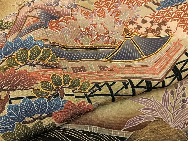 平和屋着物■豪華黒留袖 駒刺繍 茶屋辻 金彩 正絹 逸品 BAAY8446hj