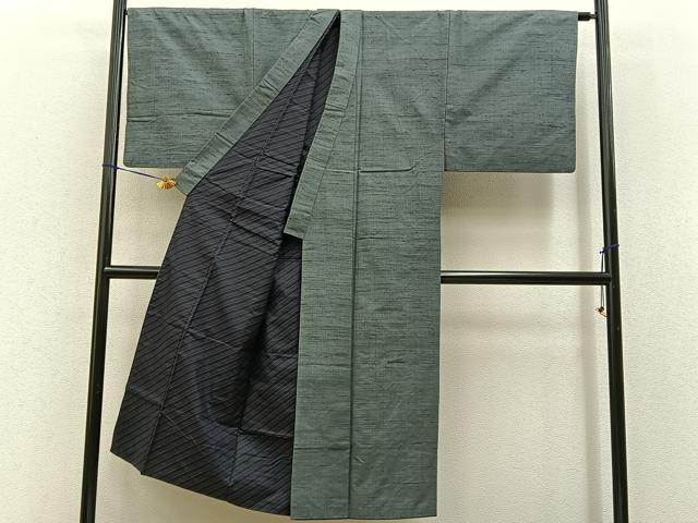 平和屋着物■男性 紬 山鳩色 正絹 逸品 BAAY8448hj