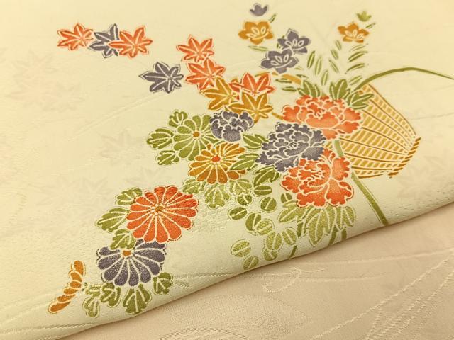 平和屋着物■上質な小紋 花籠文 正絹 逸品 BAAY8457hj