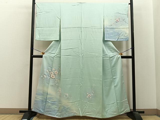平和屋着物■訪問着 枝花文 暈し染め ラインストーン やまと誂製 正絹 逸品 BAAY8459hj