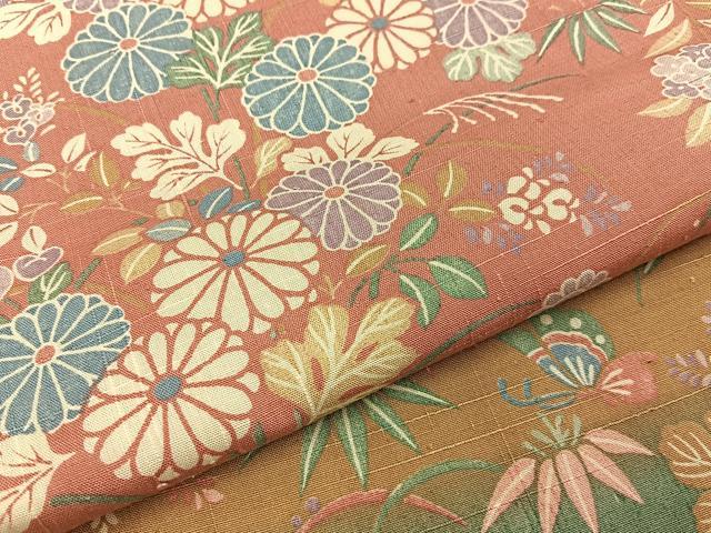 平和屋着物■上質な小紋 紬地 花蝶文 正絹 逸品 BAAY8464hj
