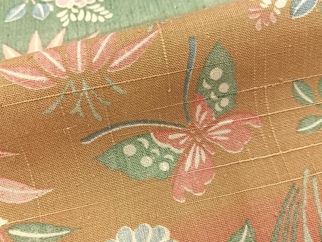 平和屋着物■上質な小紋 紬地 花蝶文 正絹 逸品 BAAY8464hj