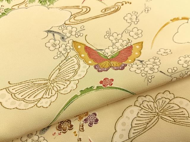 平和屋着物■上質な小紋 雪芝花蝶文 金彩 正絹 逸品 BAAY8466hj