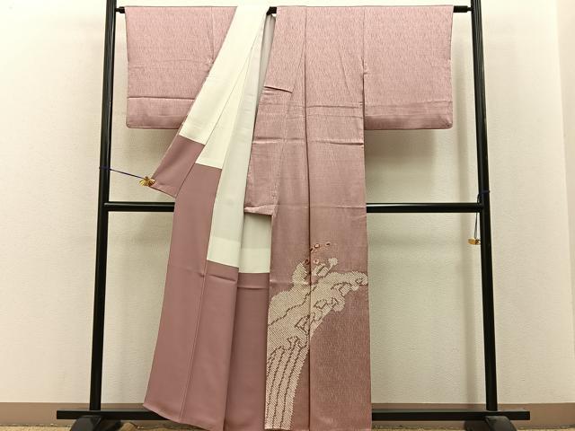 平和屋着物■訪問着 絞り 駒刺繍 立波花文 金彩 正絹 逸品 BAAY8473hj
