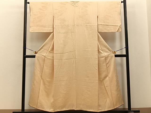 平和屋着物■上質な色無地 立波地紋 蜂蜜色 正絹 逸品 BAAY8475hj