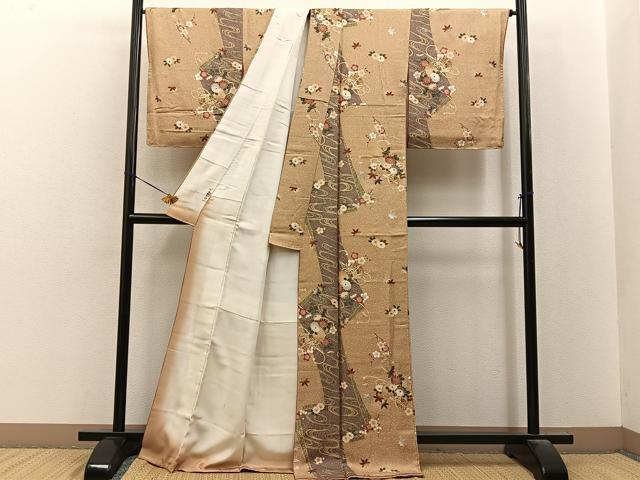 平和屋着物■上質な小紋 鼓花文 金彩 正絹 逸品 BAAY8482hj