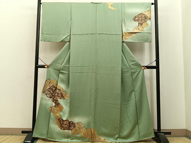 平和屋着物●訪問着 花鳥文 暈し染め 金銀彩 正絹 逸品 BAAY8485hj
