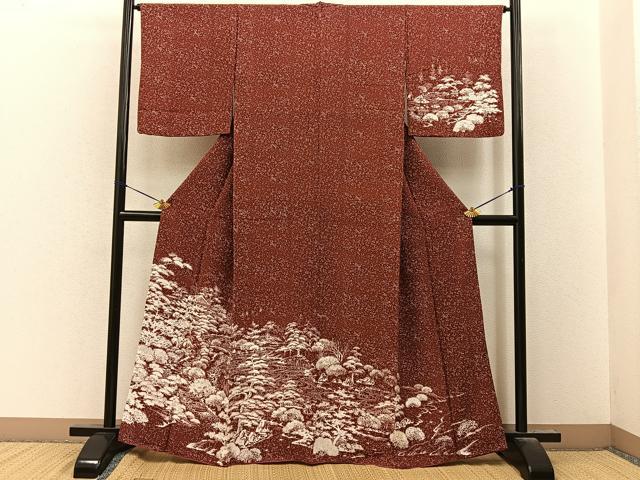 平和屋着物■訪問着 流水風景文 正絹 逸品 BAAY8499hj