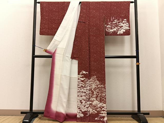 平和屋着物■訪問着 流水風景文 正絹 逸品 BAAY8499hj