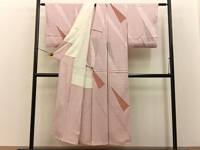 平和屋着物■上質な小紋 寿光織 切嵌花文 銀糸 正絹 逸品 BAAY8520hj