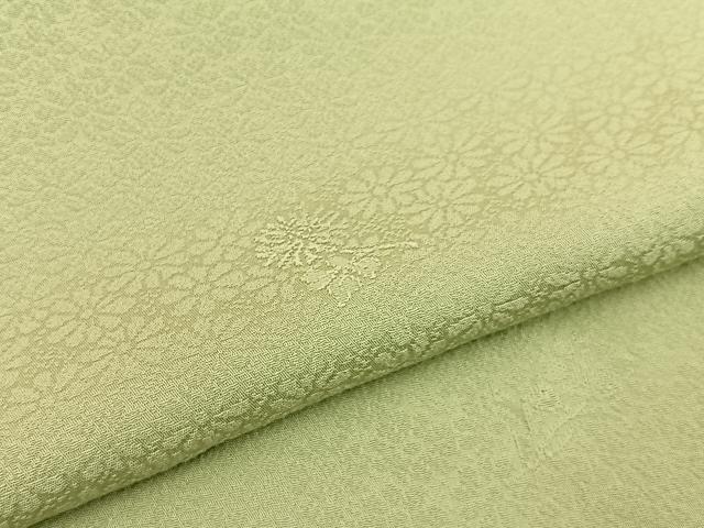 平和屋着物●上質な色無地 花地紋 若菜色 ロング丈 正絹 逸品 BAAY8527hj
