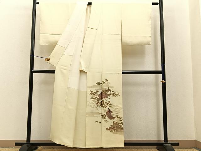 平和屋着物■中国三大刺繍 スワトウ刺繍 色留訪問着 平安人物文 金彩 正絹 逸品 未使用 BAAY8530hj