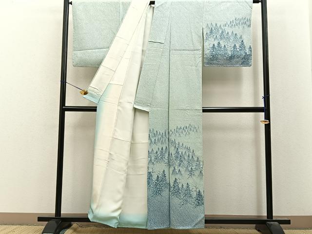 平和屋着物●訪問着 総絞り 樹林文 正絹 逸品 BAAY8532hj