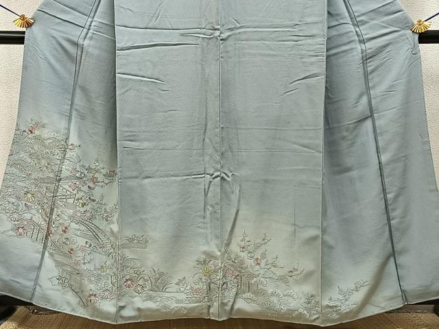 平和屋着物■中国三大刺繍 スワトウ刺繍 訪問着 総刺繍 風景花文 暈し染め 正絹 逸品 BAAY8533hj