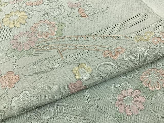 平和屋着物■中国三大刺繍 スワトウ刺繍 訪問着 総刺繍 風景花文 暈し染め 正絹 逸品 BAAY8533hj