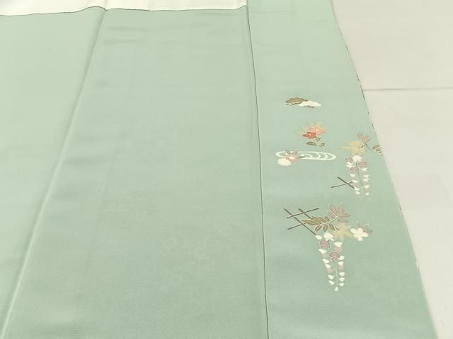 平和屋着物●訪問着 駒刺繍 扇面花文 金彩 正絹 逸品 BAAY8539hj