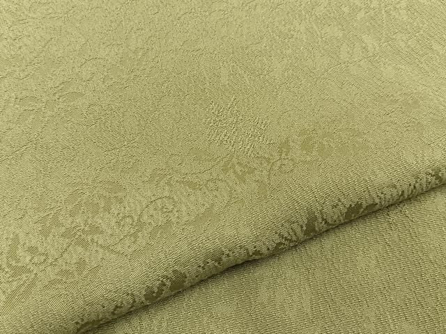平和屋着物■上質な色無地 花唐草地紋 抹茶色 正絹 逸品 BAAY8543hj