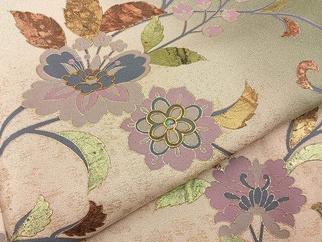 平和屋着物●訪問着 螺鈿 花唐草文 暈し染め 金銀彩 正絹 逸品 BAAY8570hj