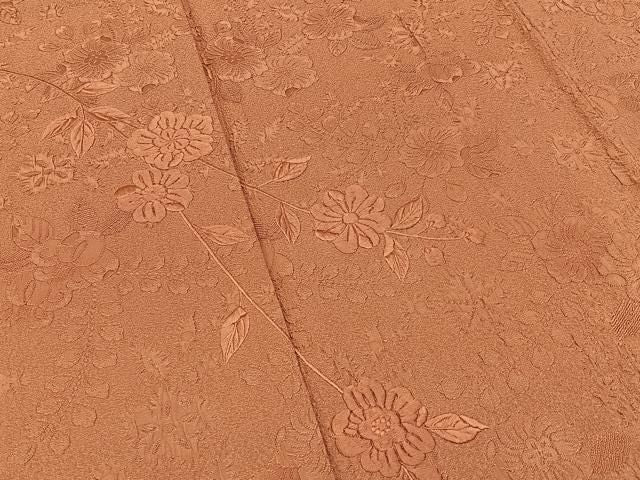 平和屋着物●無地絵羽訪問着 辻が花 総刺繍 肉桂色 正絹 逸品 BAAY8578hj