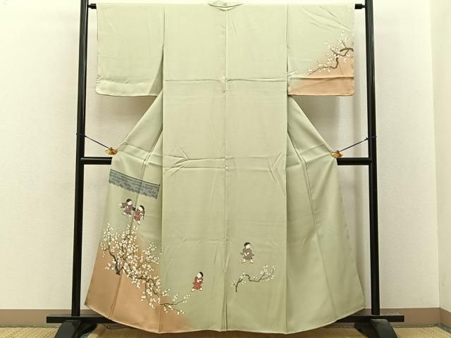 平和屋着物●訪問着 友禅 童子遊び 暈し染め 正絹 逸品 未使用 BAAY8580hj
