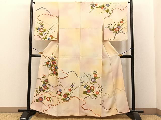 平和屋着物■訪問着 雲重ね菊文 暈し染め 金彩 正絹 逸品 BAAY8582hj
