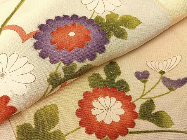 平和屋着物■訪問着 雲重ね菊文 暈し染め 金彩 正絹 逸品 BAAY8582hj