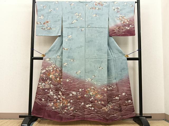 平和屋着物●訪問着 花筏 暈し染め 金彩 正絹 逸品 BAAY8585hj