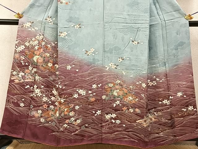 平和屋着物●訪問着 花筏 暈し染め 金彩 正絹 逸品 BAAY8585hj