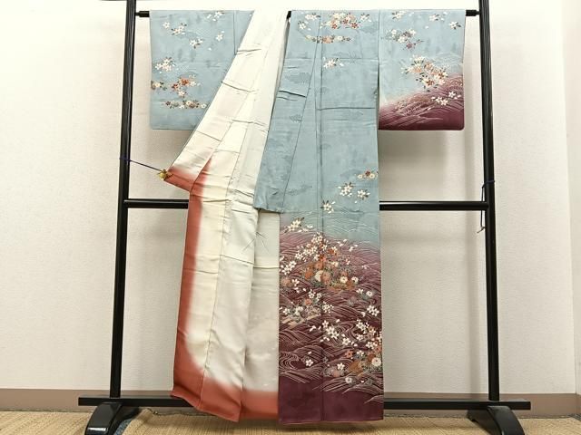 平和屋着物●訪問着 花筏 暈し染め 金彩 正絹 逸品 BAAY8585hj
