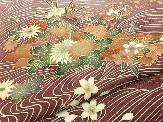 平和屋着物●訪問着 花筏 暈し染め 金彩 正絹 逸品 BAAY8585hj