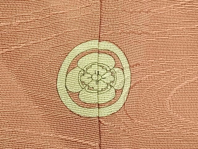 平和屋着物■上質な色無地 雲取吉祥地紋 曙色 正絹 逸品 BAAY8589hj