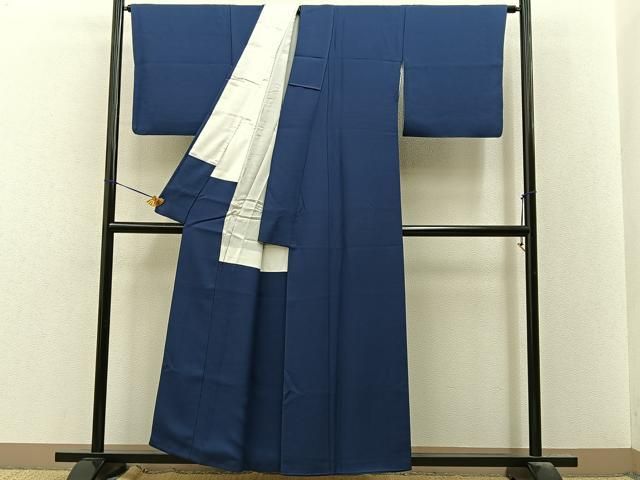 平和屋着物■上質な色無地 村上伸一郎 紺藍色 正絹 逸品 BAAY8592hj