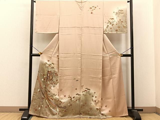 平和屋着物■訪問着 御所車草花文 暈し染め 金彩 正絹 逸品 BAAY8603hj