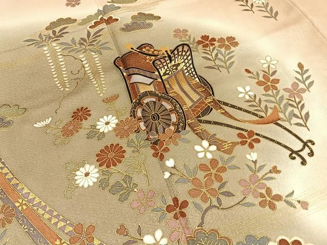 平和屋着物■訪問着 御所車草花文 暈し染め 金彩 正絹 逸品 BAAY8603hj