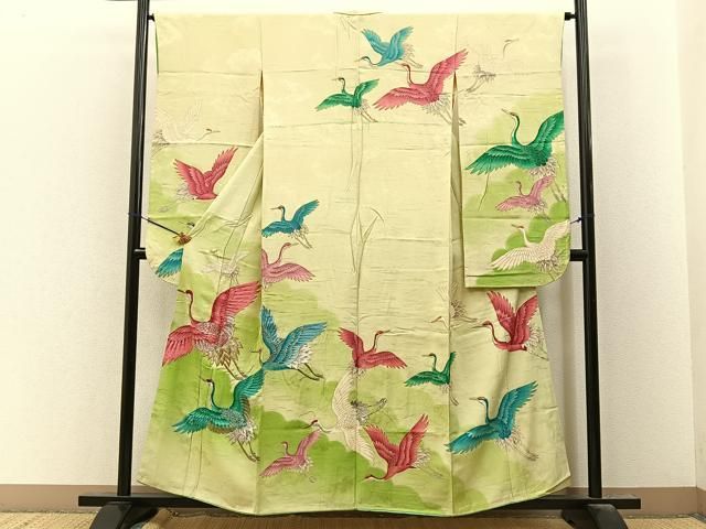 平和屋着物■豪華振袖 刺繍 飛鶴文 金彩 正絹 逸品 BAAY8612hj