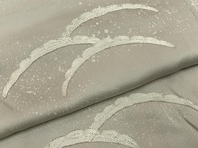 平和屋着物■訪問着 駒刺繍 雪芝文 正絹 逸品 BAAY8614hj