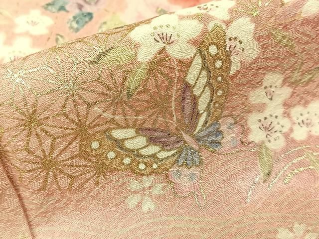 平和屋着物■上質な小紋 花蝶文 暈し染め 金銀彩 正絹 逸品 BAAY8615hj