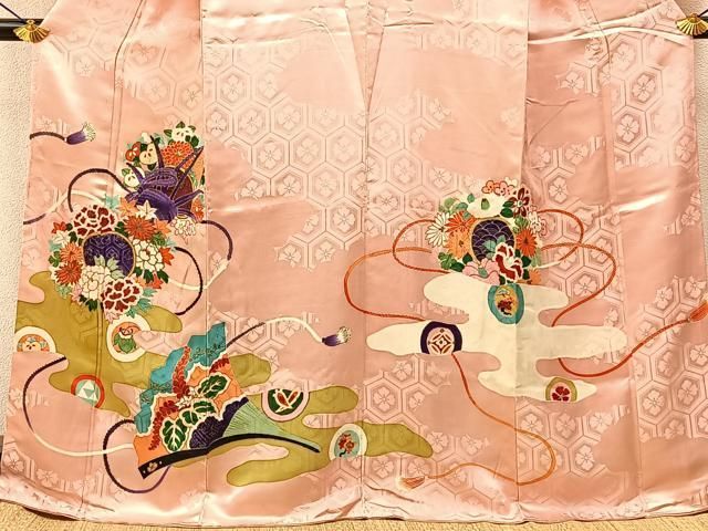 平和屋着物■豪華色留袖 鼓花文 金彩 正絹 逸品 BAAY8618hj