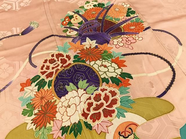 平和屋着物■豪華色留袖 鼓花文 金彩 正絹 逸品 BAAY8618hj