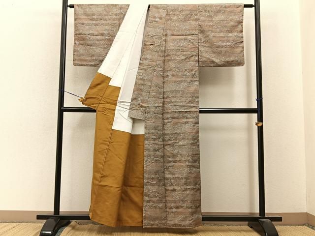 平和屋着物■上質な小紋 染大島 秋草文 正絹 逸品 BAAY8625hj