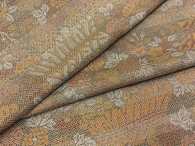 平和屋着物■上質な小紋 染大島 秋草文 正絹 逸品 BAAY8625hj