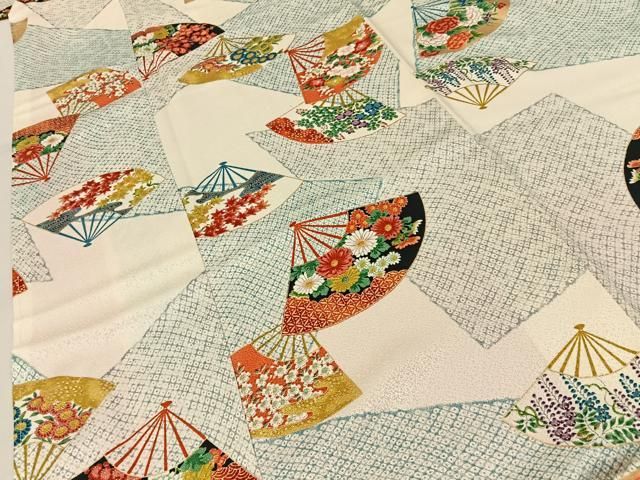 平和屋着物■上質な小紋 扇面鹿の子花文 金彩 正絹 逸品 BAAY8627hj
