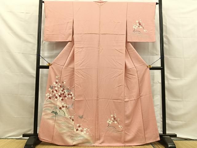 平和屋着物■訪問着 飛鶴流水梅文 暈し染め 正絹 逸品 BAAY8672hj