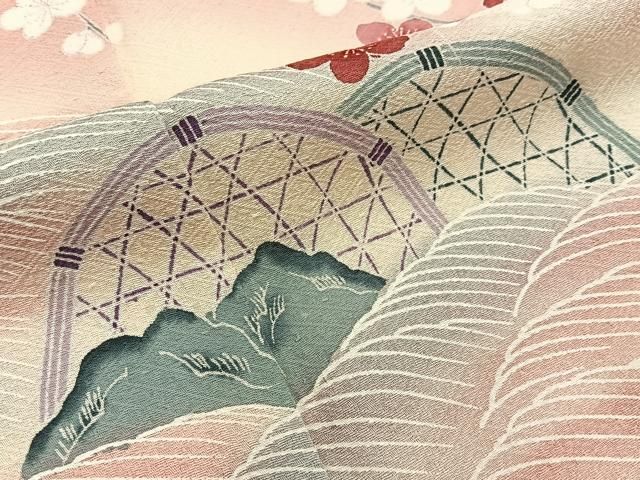 平和屋着物■訪問着 飛鶴流水梅文 暈し染め 正絹 逸品 BAAY8672hj