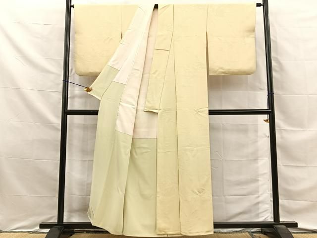 平和屋着物■上質な色無地 笹の葉地紋 蒸栗色 正絹 逸品 BAAY8673hj