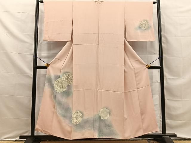 平和屋着物■中国三大刺繍 相良刺繍 訪問着 正倉院花文 暈し染め 銀彩 正絹 逸品 BAAY8676hj