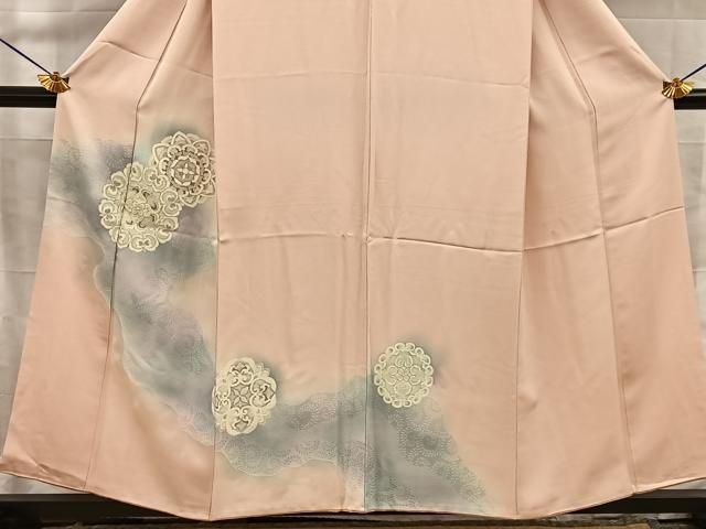 平和屋着物■中国三大刺繍 相良刺繍 訪問着 正倉院花文 暈し染め 銀彩 正絹 逸品 BAAY8676hj